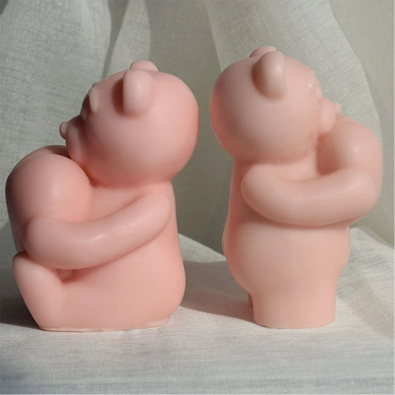 KX4B Stampo per candele tridimensionale Forma orso carino Stampo in silicone per arte artigianale per realizzare candele da a