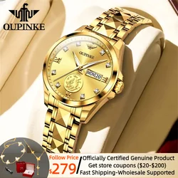 Original OUPINKE Automatic Watch for Women Swiss Luxury Real Gold Real Diamond Sapphire Crystal Elegant Ladies Watches Sets