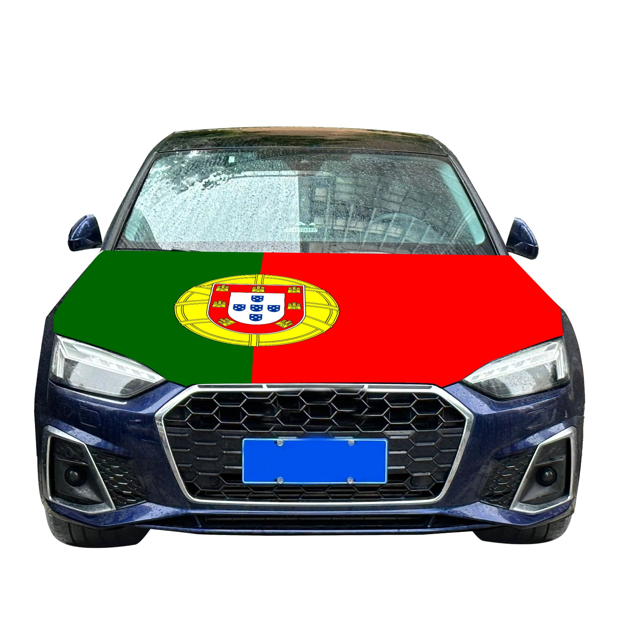 Portugal Car Hood Cover Flag  Universal Size Elastic Polyester 120x150cm for Car Decor