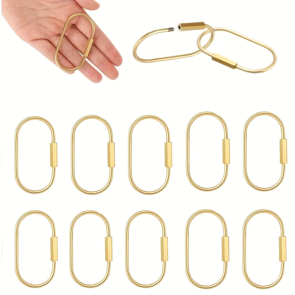 5pcs Brass Screw Lock Keychains, Durable Clips for Keys, Bags, Jewelry & Outdoor Use