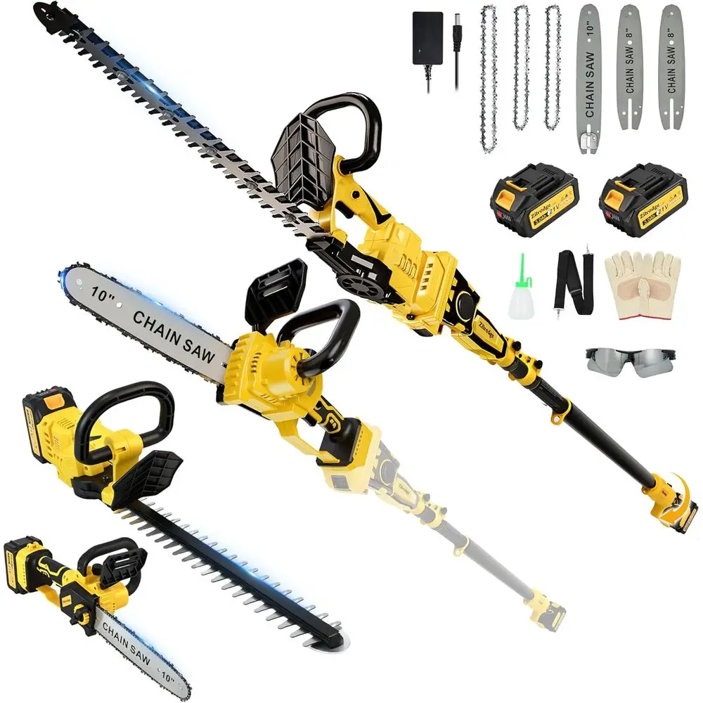 

Набор: телескопическая пила 8-10 футов и кусторез 20 дюймов для обрезки и стрижки, с радиусом действия 15 футов, 2 аккумулятора 3.0 Ач