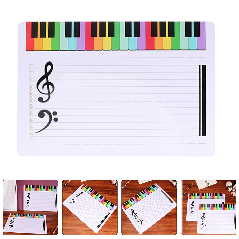 Pizarra blanca para personal, tarjetas de Piano grabables, herramienta de notación de enseñanza borrable, nota Musical, 3 uds.