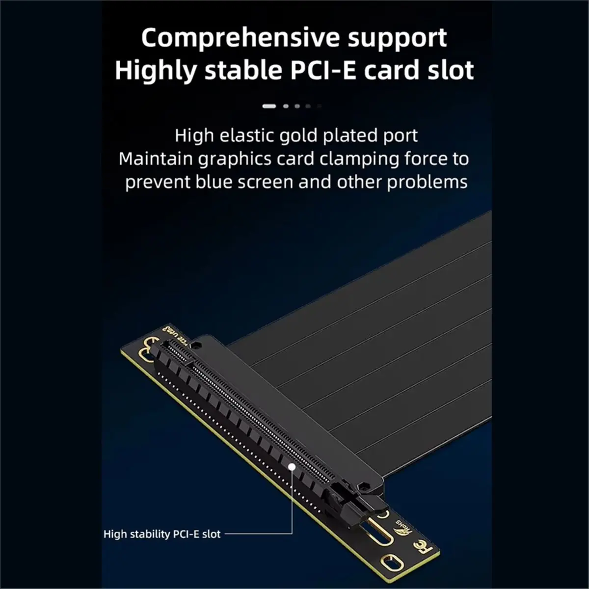 GPU Riser Cable Kit PCIe 3.0 X16 Graphics Card Extension Cable 20cm with Vertical Mount Bracket for Gaming Computer Case