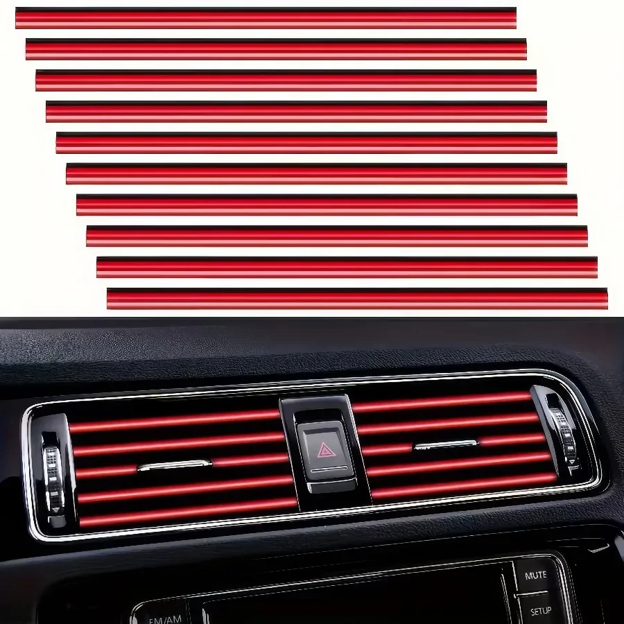 10 Red Car Vent Decorative Strips, Precise Fitting, Stylish Decoration, Exquisite Car Interior Decoration Accessories - Detail 1