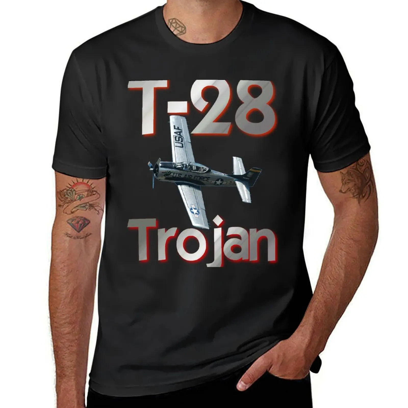 

North American T-28 Trojan T-Shirt luxury designer oversized t shirt customs Men's cotton t-shirt