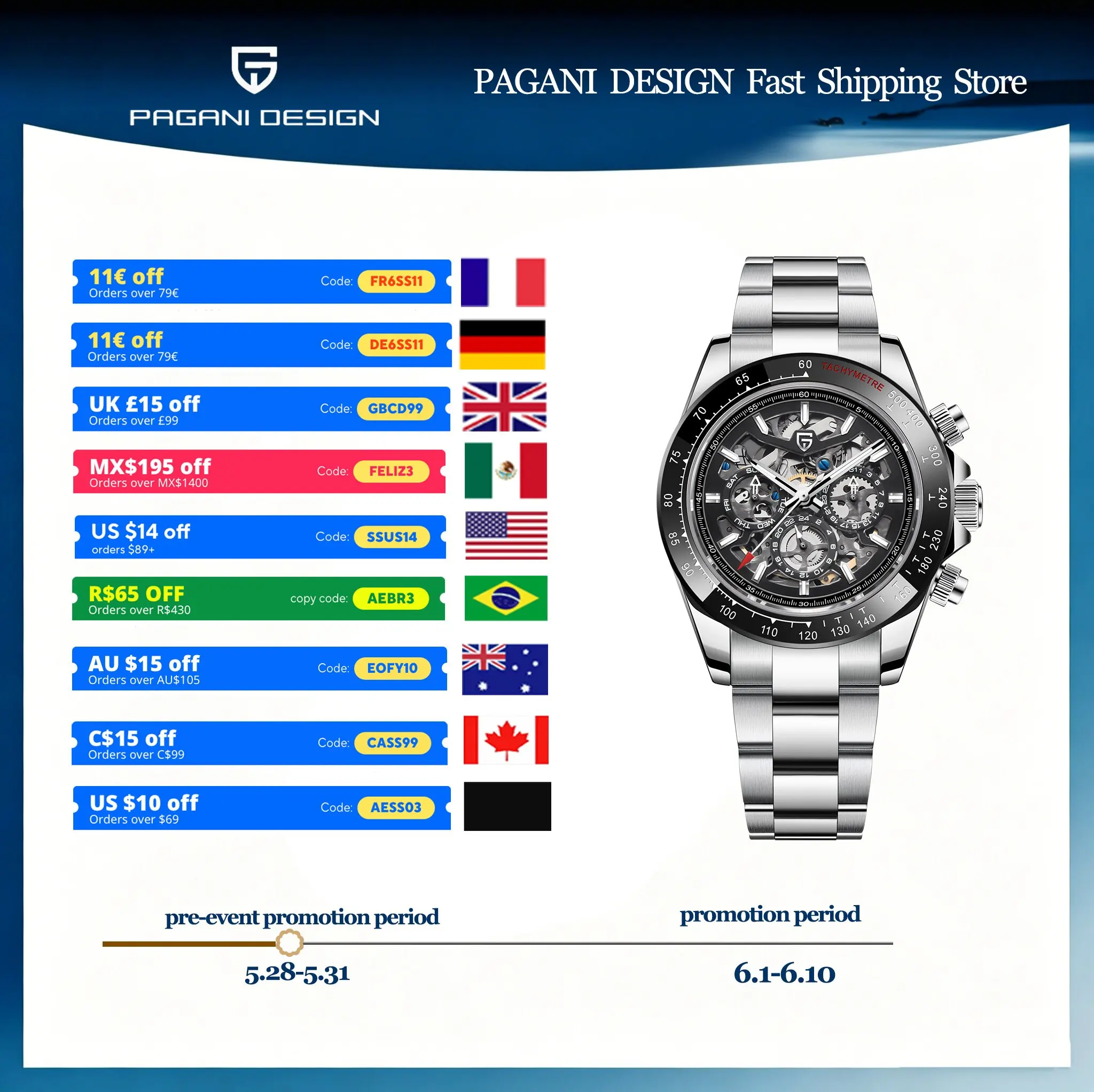 

PAGANI DESIGN Exquisite Men Automatic Mechanical Watch Low-Key Restrained Sapphire Mirror Small Three-Pin Luminous Chronograph