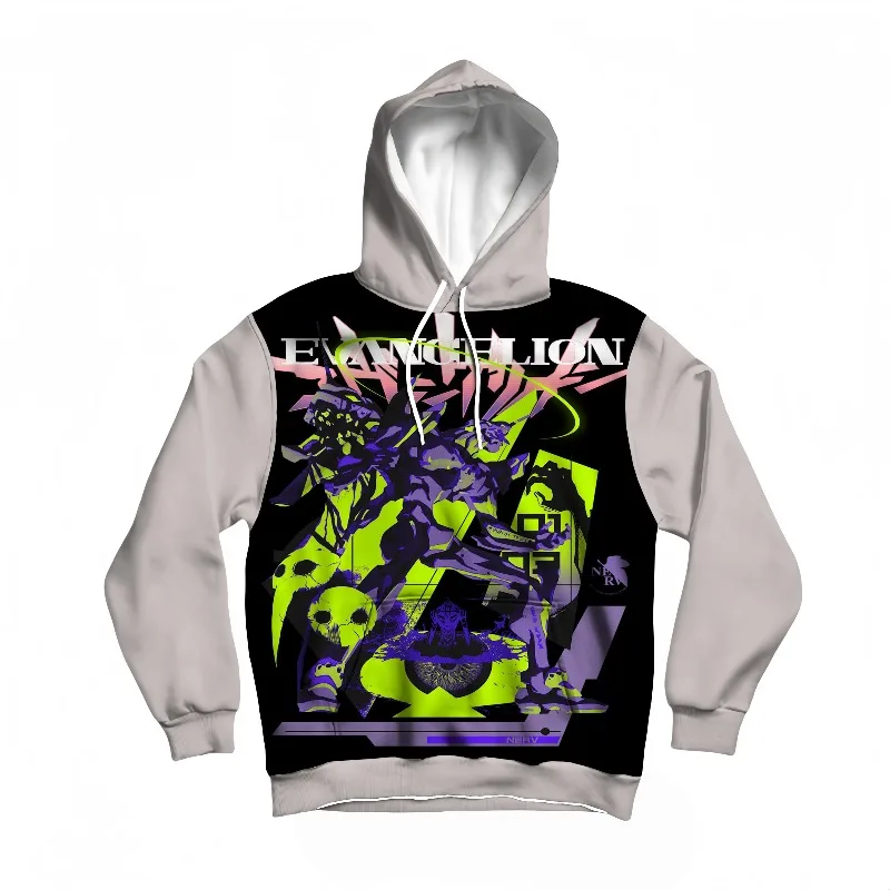 Sudadera con capucha con estampado de personaje de Anime Neon Genesis Evangelion Mecha para hombre, ropa de calle informal, Top de moda, ropa cómoda para Otoño e Invierno