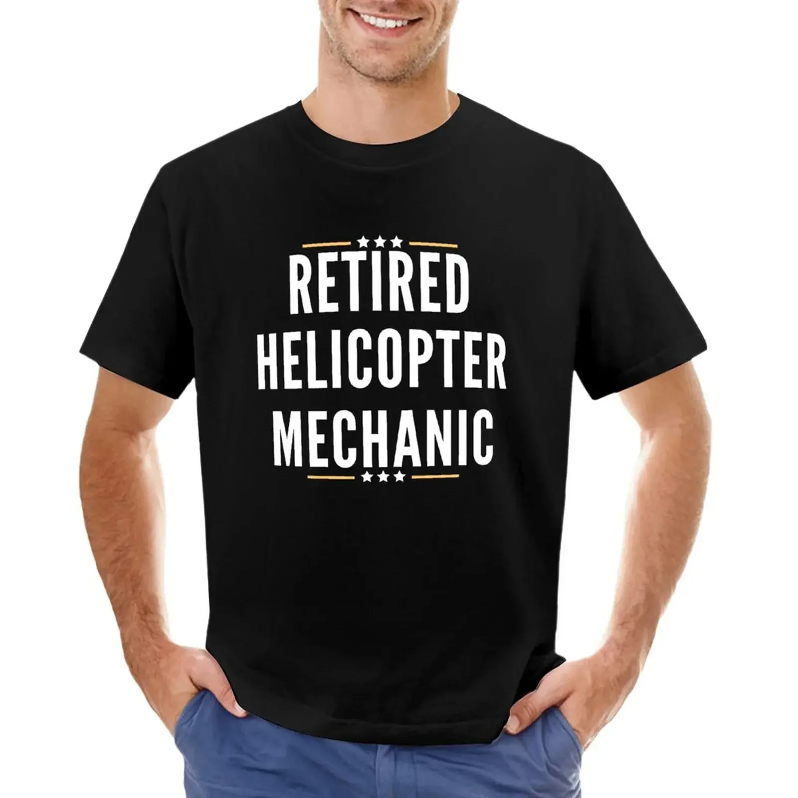 Vintage clothes black t shirt custom design your own plain white Retired helicopter mechanic T-Shirt graphic oversized harajuku