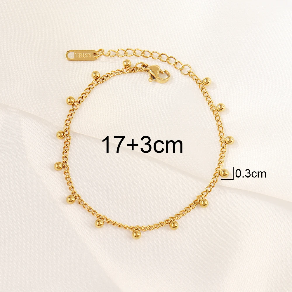 316L Stainless Steel Beads Tassel Pendant Bracelet For Women Fashion Gold Color Beads Chain Bracelets Jewelry