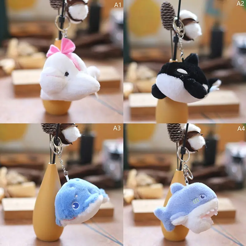 Cute Blue Shark Dolphin Seal Killer Whale Keychain Pendant Doll Stuffed Plush Toy Kids Gift Cartoon Small Mini Marine Animal