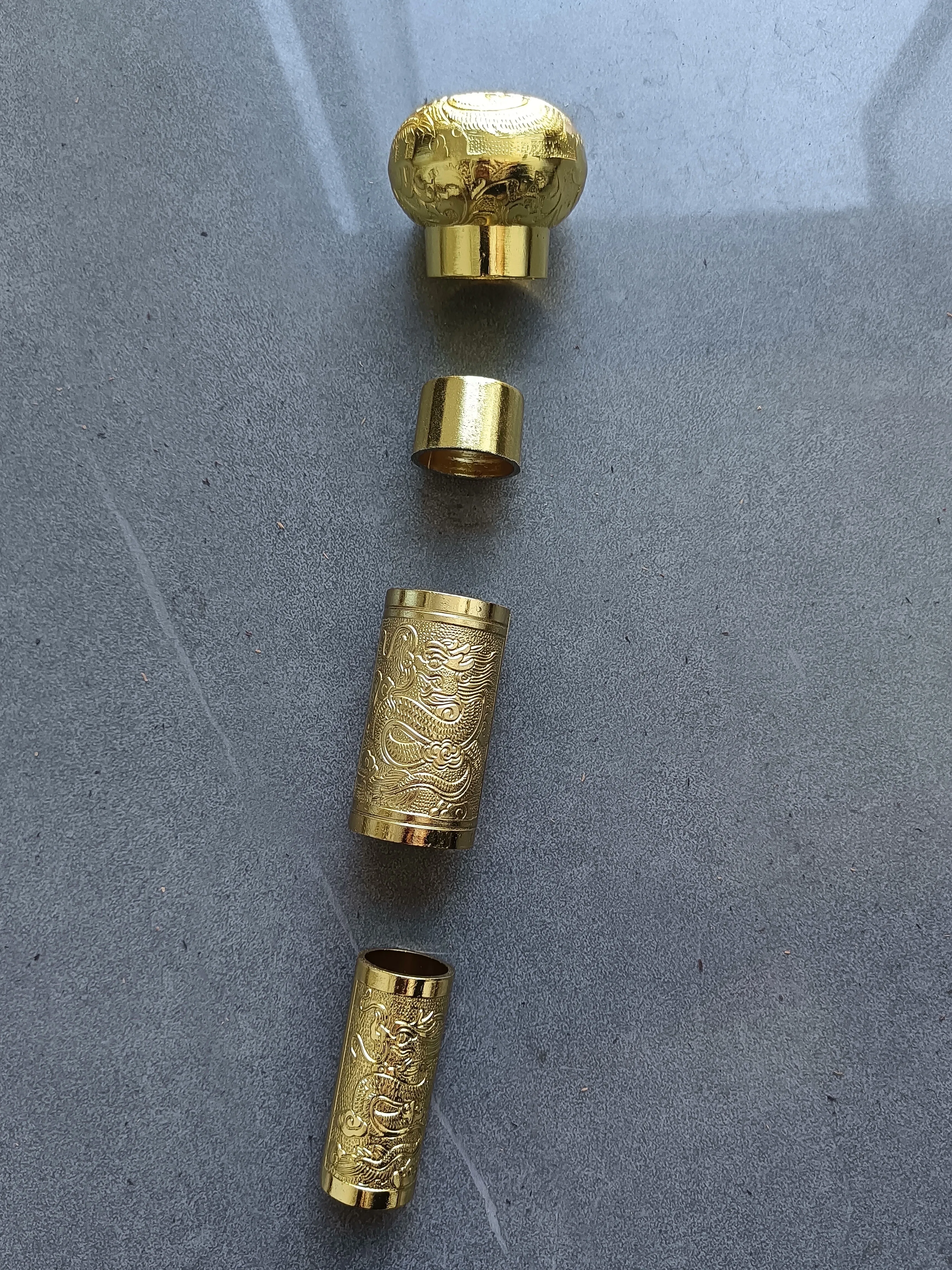 

Cane accessories, a complete set of alloy pure copper fittings with golden dragon patterns specially designed for engraved metal