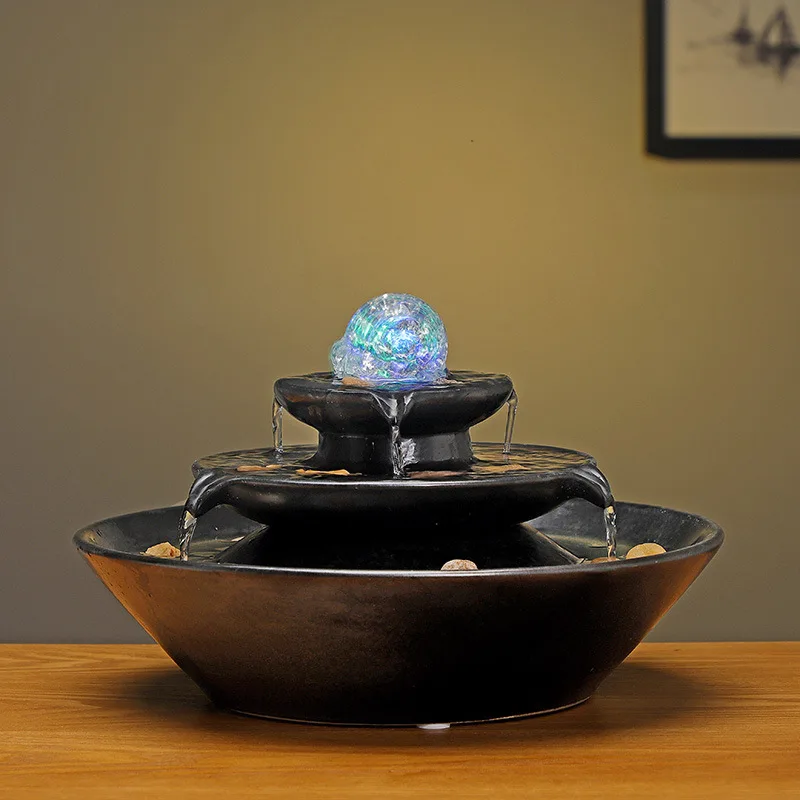 

Ceramic circulation flowing water fish tank fountain fortune ornaments desktop living room office housewarming new home opening