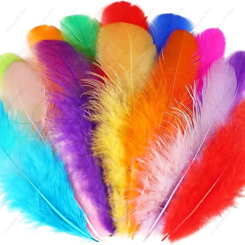 100-1000PCS Colorful  Craft Feather Rainbow Color  Feather Handmade Wedding DIY Decoration Feather 3-5 Inch