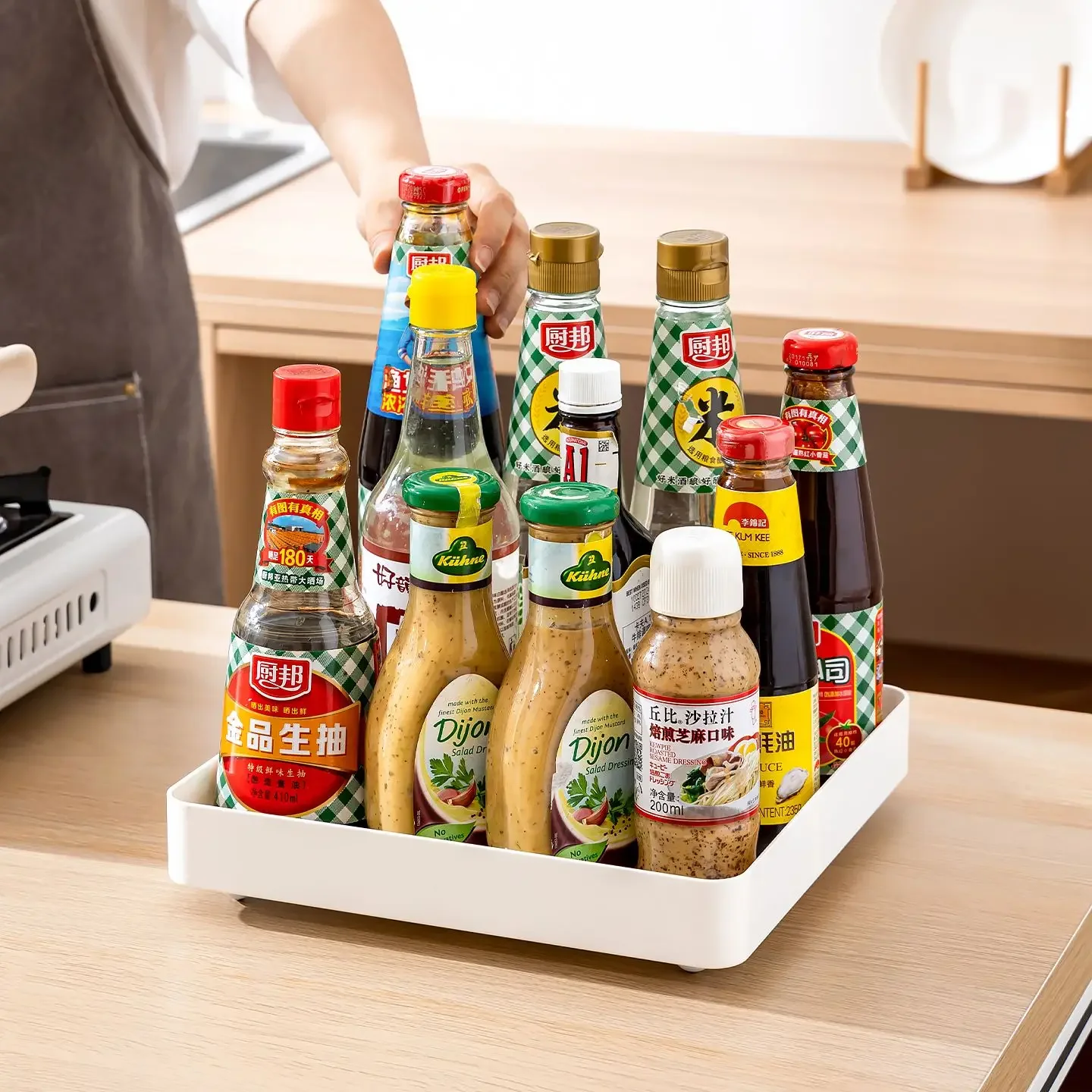 Kitchen Storage Box with Drawers And Wheels Spice Rack Messy Items Cabinet Organizer Stackable Injection Molding Ins Style 4