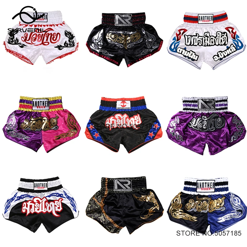 

Muay Thai Shorts for Kids Adults MMA Boxing Shorts Embroidered Martial Arts Clothing Men Women Kickboxing Fight Training Pants