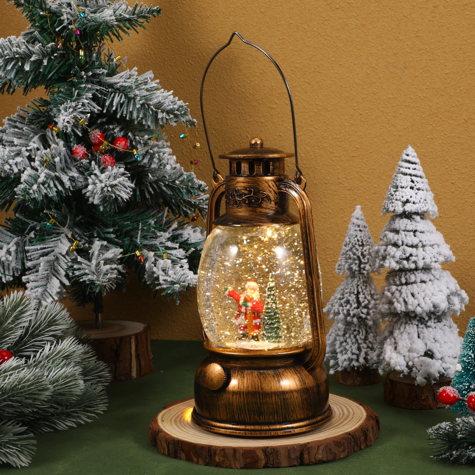 

Christmas Snow Globe Light Rotating Glitter Lantern Music Box Xmas Decoration Santa Snow Globe Lantern Romantic Gift