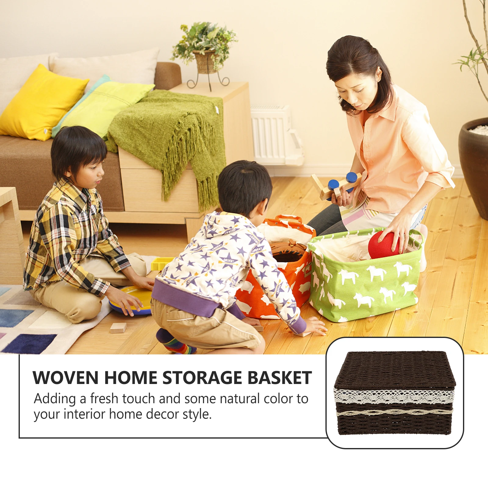 

1pc FreshStorage Basket Woven Organizer Household Dustproof Container Woven Storage Basket for Snacks Fruits Sweets