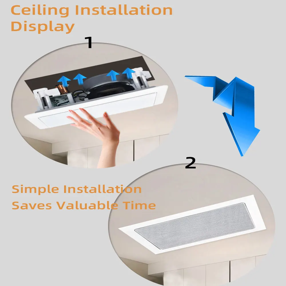 Altoparlante da soffitto rettangolare da 10 W Altoparlante da incasso a parete antipolvere Sistema audio per casa, appartamento, aula, palestra