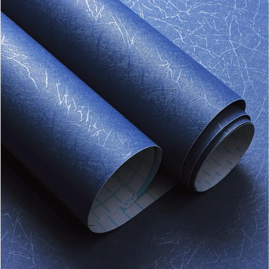 Papier peint texturé en soie bleu foncé, pour décoration de maison, de bureau ou de chambre à coucher, papier peint en vinyle auto-adhésif amovible