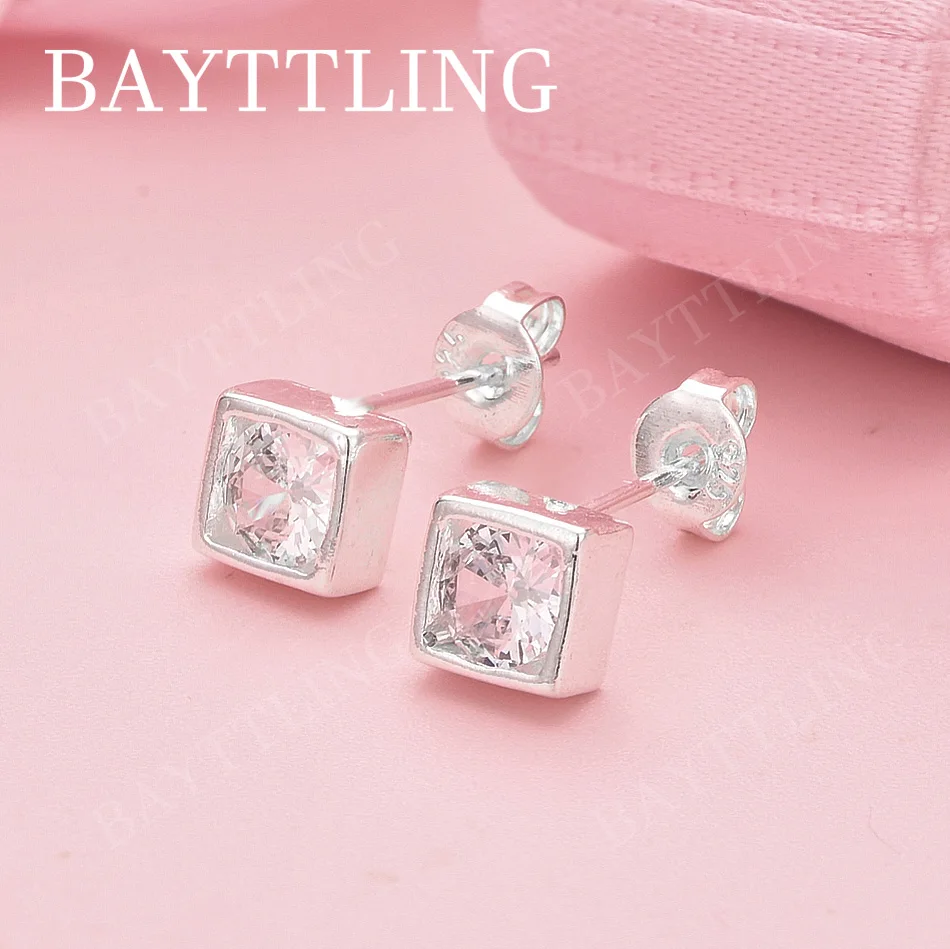 

Элегантные серьги-гвоздики из стерлингового серебра 925 пробы с квадратным цирконием для стильных свадебных аксессуаров, ювелирных изделий