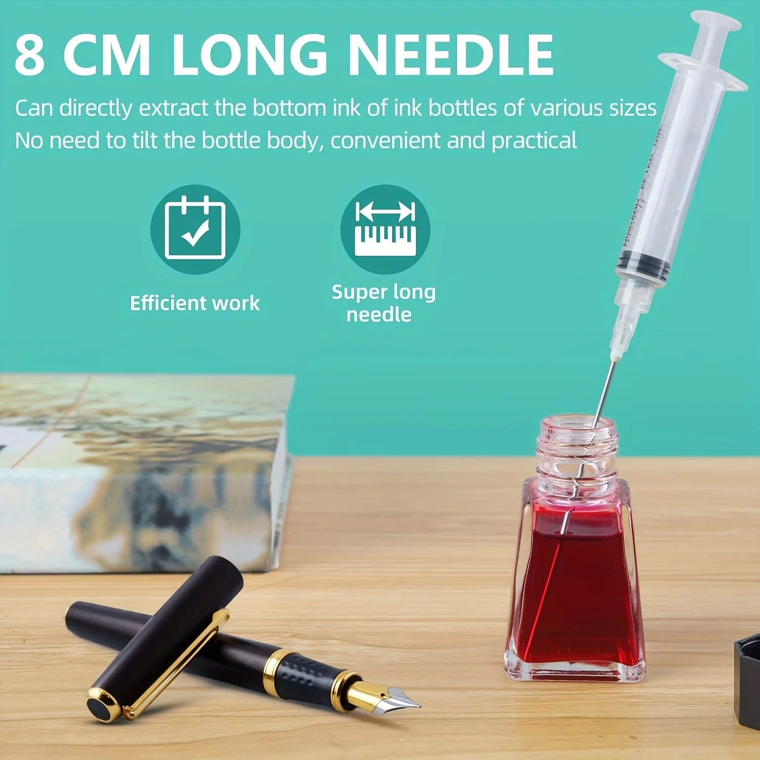 Premium Ink Syringe with Blunt Needle Tip and Luer Lock Suitable for Fountain Pen Refill
