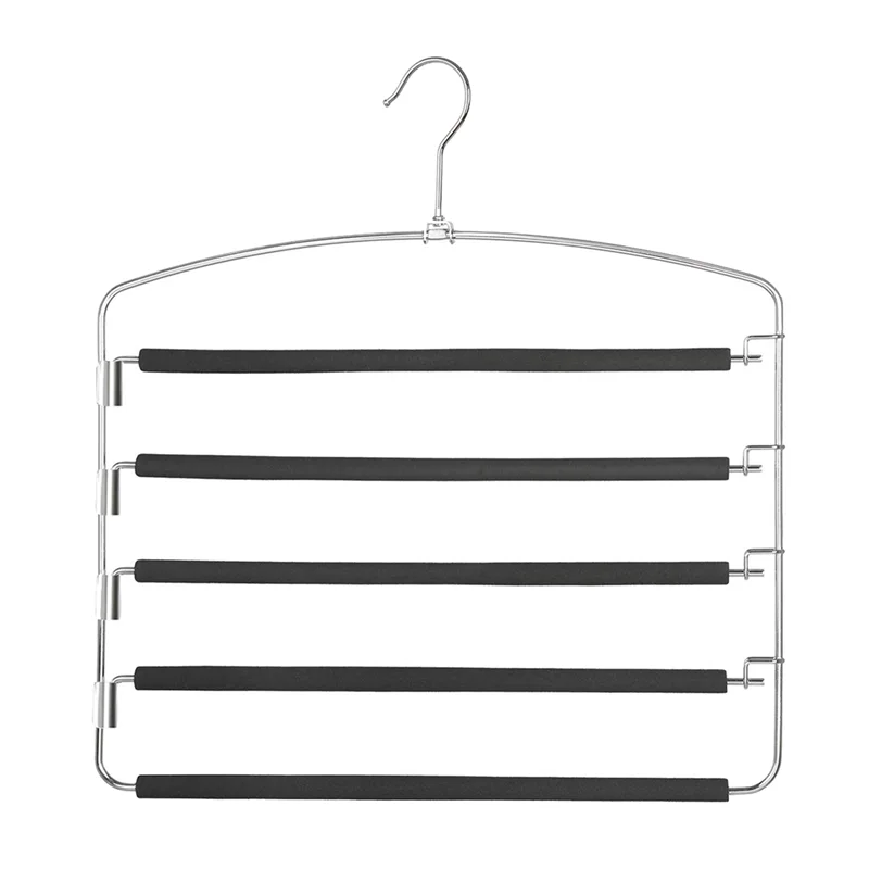 ac23-6x-pants-hangers-5-layers-metal-slack-magic-hangers-non-slip-foam-padded-swing-arm-space-saving-hanger