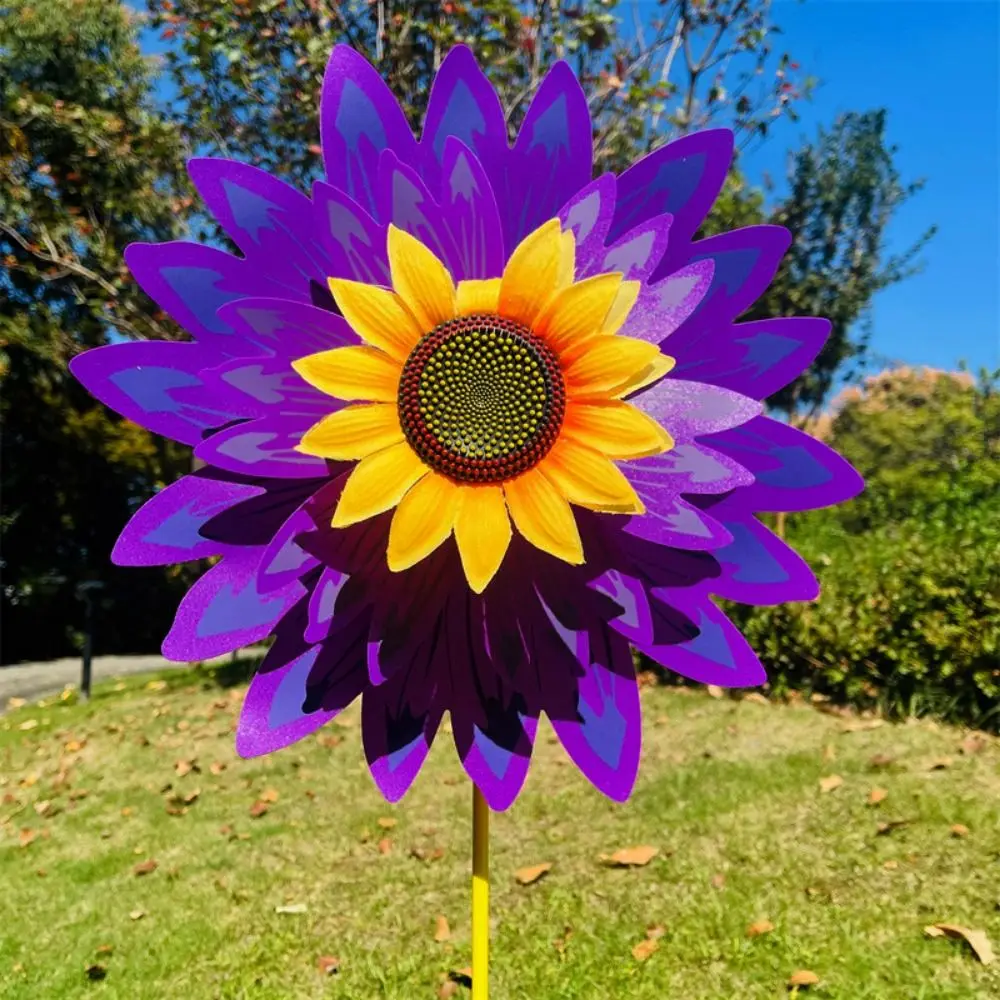 Multistyles Sunflower Windmill PVC Diameter 36+25cm Stake Standing Lawn Flower Pinwheel Garden Yard Wind Spinner