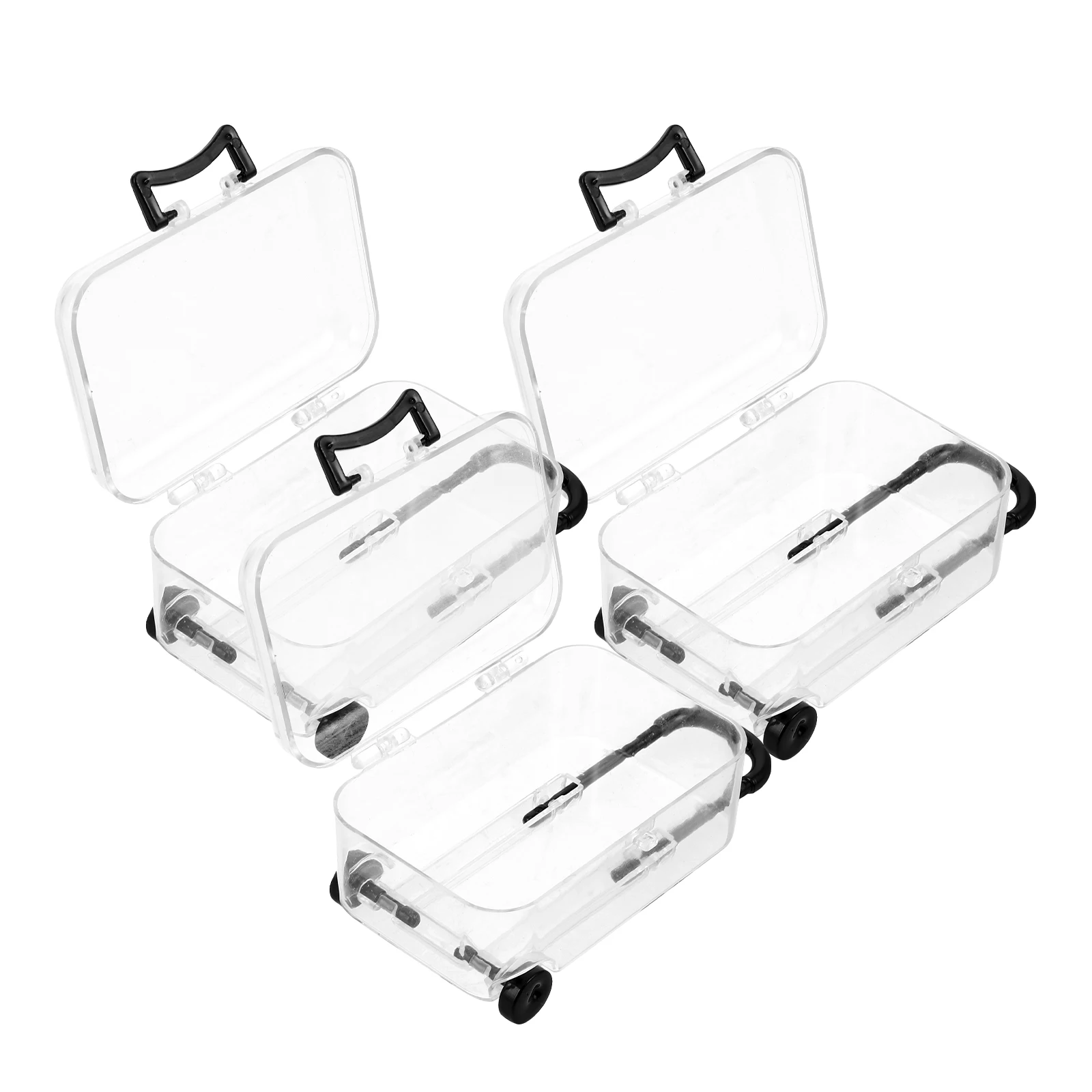 

3 Pcs Mini Trolley Case Transparent Suitcase for Nail Eyelash Jewelry Storage Travel Accessories Organizer Plastic Container