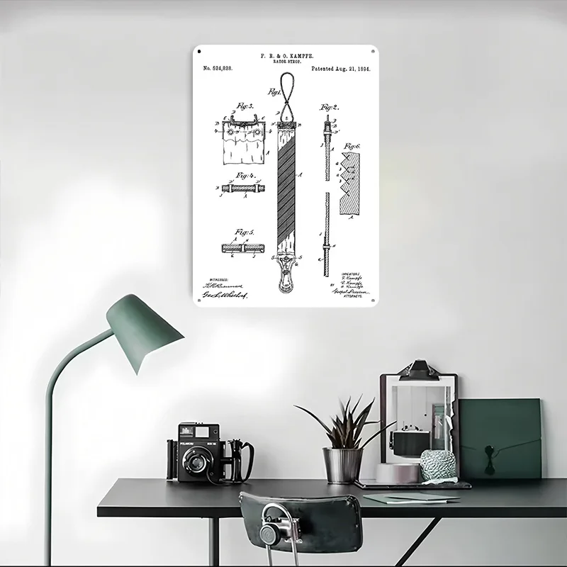 الحلاقة ستروب براءات الاختراع التوضيح تين تسجيل الجدار ملصق فني صور جدار ديكور خمر علامات معدنية الرجعية لعناصر الديكور المنزل