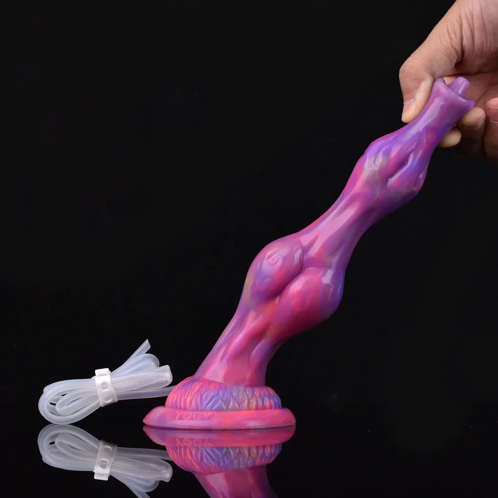 2023 FAAK Silicone Luminous Squirting Penis Fantasy wolf Knot Ejaculation Dildo Anal Beads Glowing in Dark Sex Toys For Women