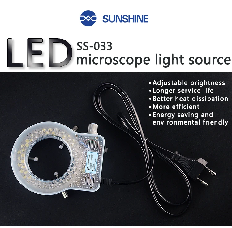 SS-033 56 LED Ring Light illuminator Lamp 0-100% Adjustable Lamp LED Circle Light for Trinocular Stereo Zoom Microscope