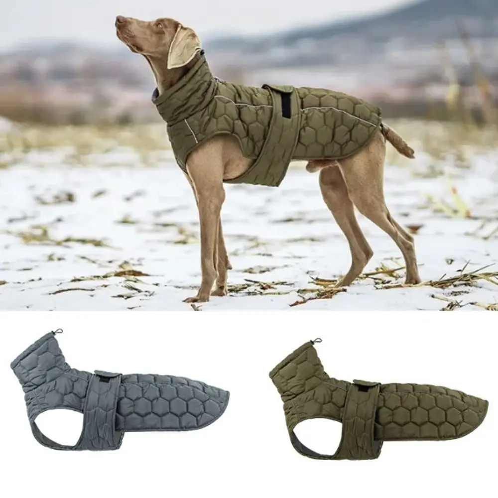 

Reflective Strip Dog Winter Coat High-neck Design Fleece Lining Dog Turtleneck Thickened Warm Dog Vest Jacket Cold Weather