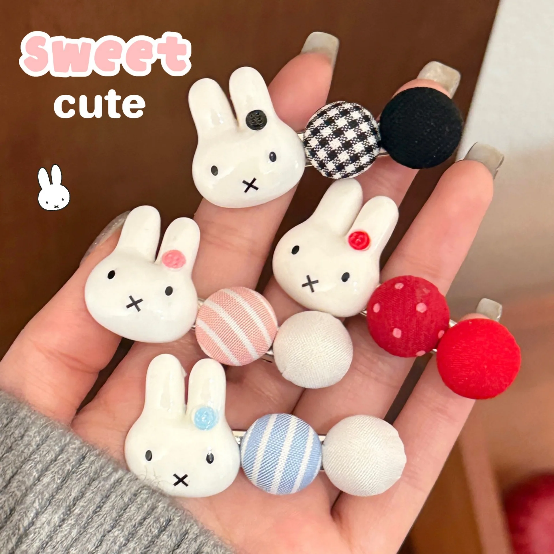 

1/4 Pcs Cute Cartoon Miffy Rabbit Hair Clip Versatile Duckboard Clip with Broken Hair, Hairband Clip with Edge Clip