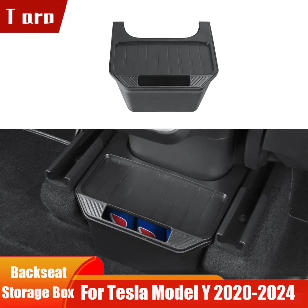 

For Tesla Model Y 2024-2020 TPE Rear Center Console Storage Box Car Console Organzier Tray Case Trash Can Car Accessories