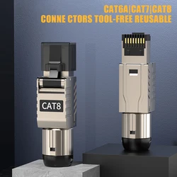 RJ45 Cat8 Cat7 Cat6A Connectors RJ45 Metal Tool Free Easy Termination Plug 2000MHz 40G High-speed LAN Cable 22AWG - 24AWG