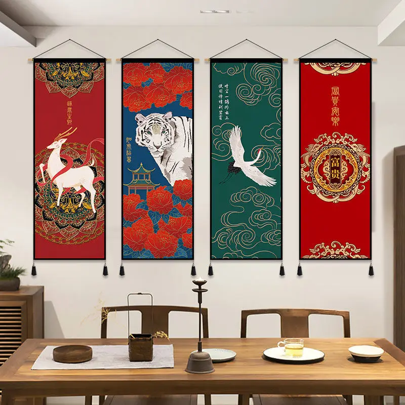 Creative New China Style Cloth Art Hanging Painting Hanging Cloth Living Room Carpet Background Wall Decoration Painting LF348