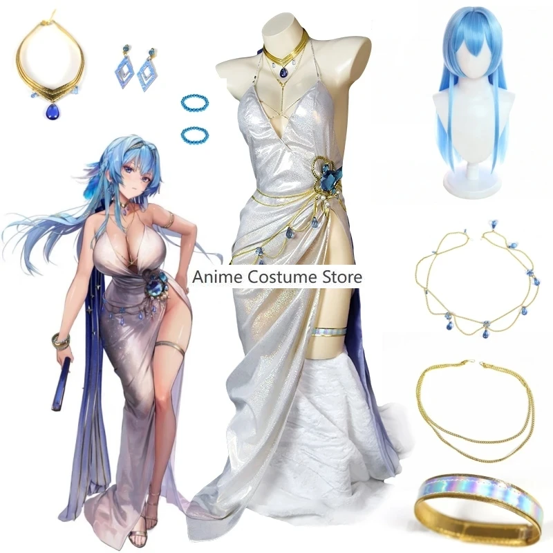 Gra NIKKE Anime peryferyjne Helen-Alice przebranie na karnawał Christmas Party biała gładka satynowa sukienka seksowna bogini elegancka sukienka garnitur