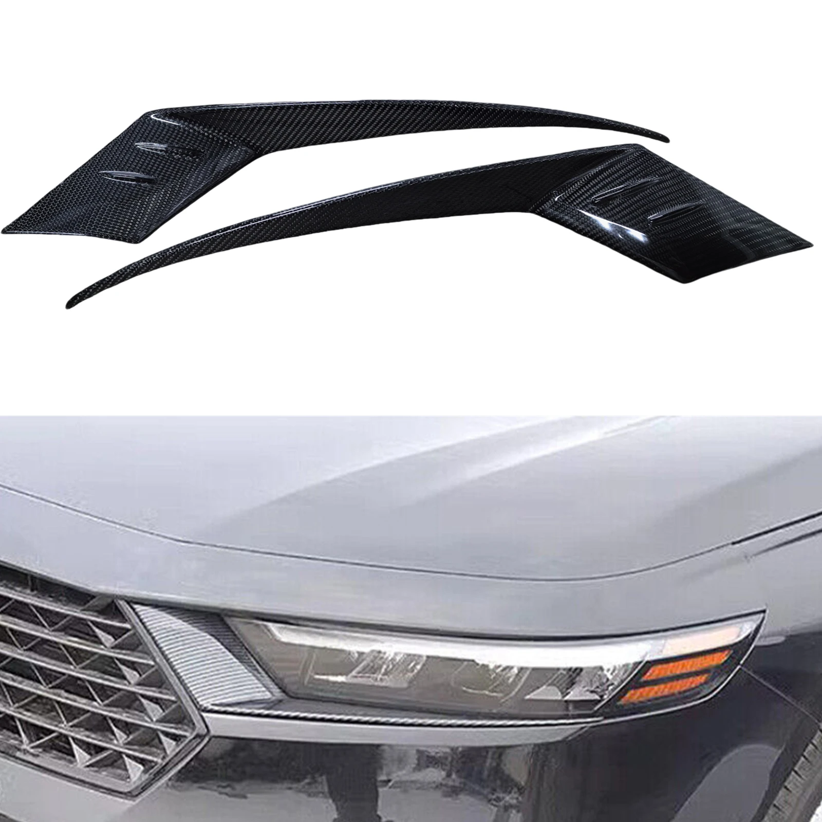 

For Honda Accord 11th 2023-2024 Headlight Eyebrow Headlamp Eyelid Real Carbon Fiber Front Head Light Lamp Cover Brow Sticker Lid