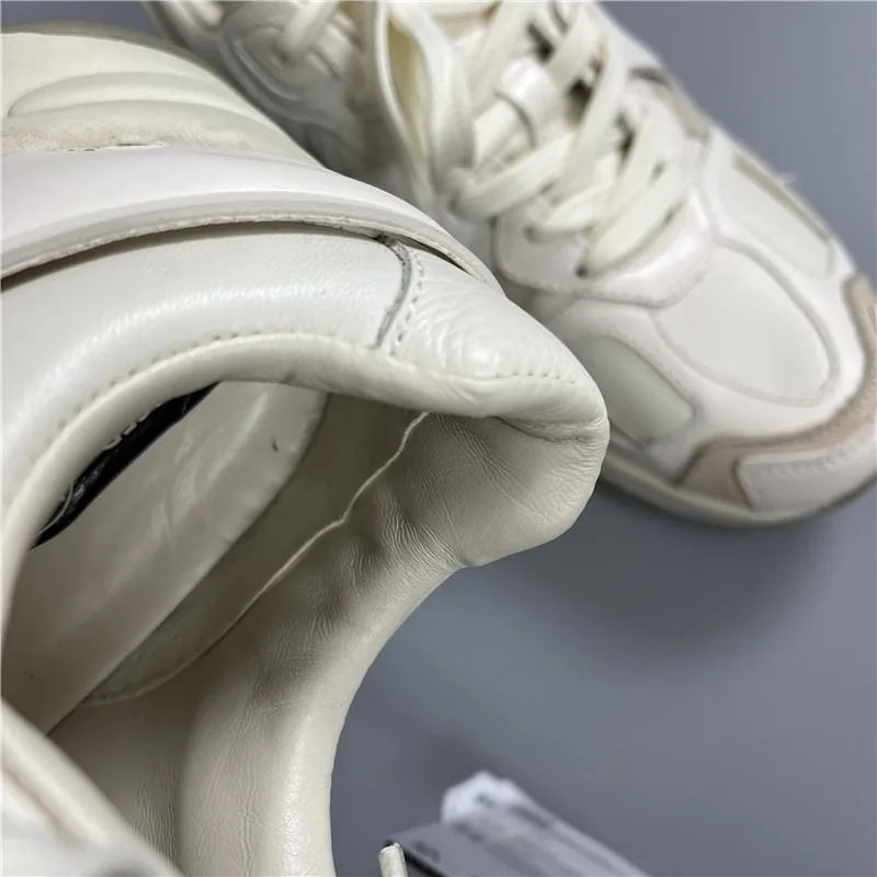 Dave&Di  Sneakers Women Fashion Vintage Thick Soled Lace Up Genuine Shoes Girls Comfortable Leather  Sheep  Vulcanized Shoes