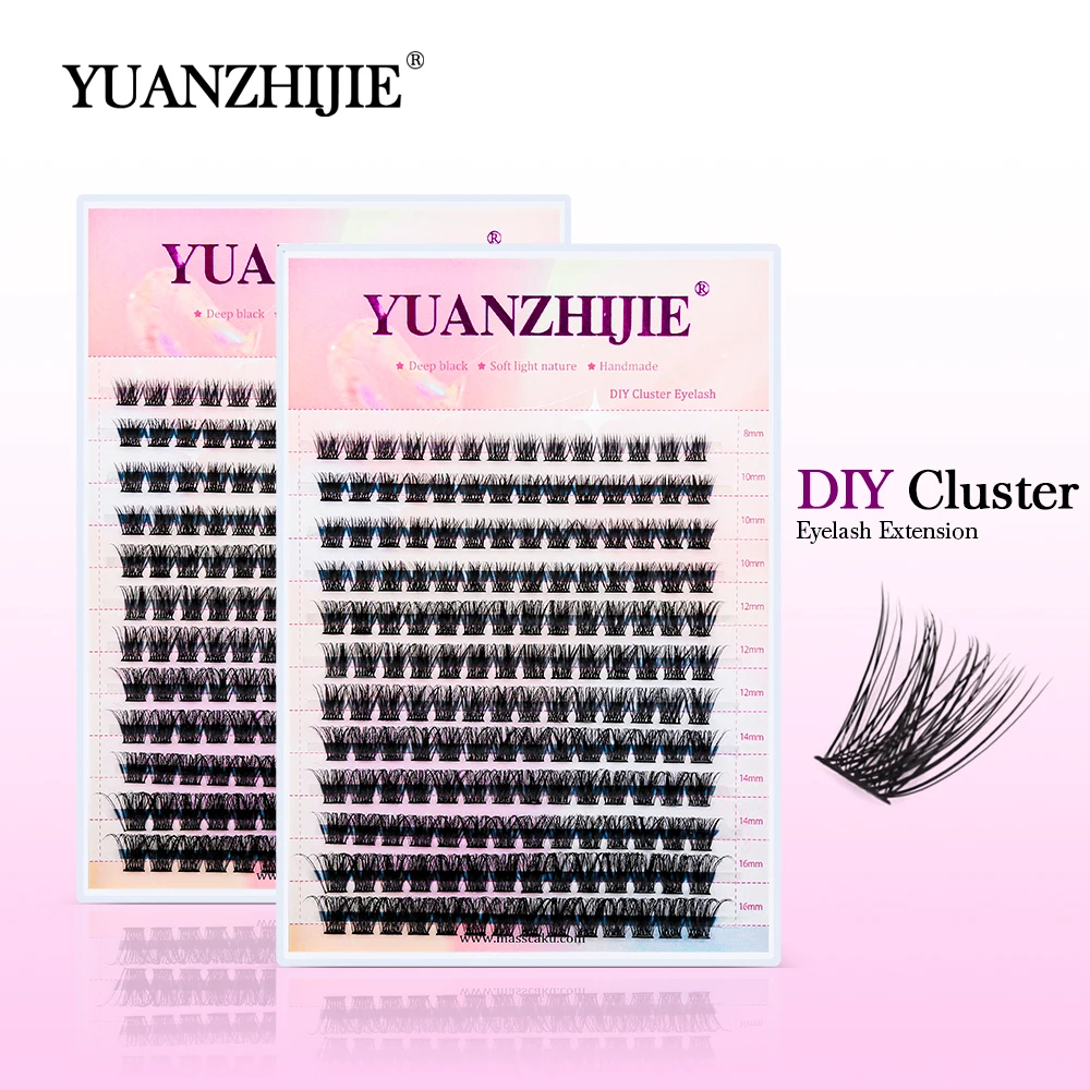 YUANZHIJIE DIY Cluster Lashes 0.07mm Segmented False Soft Lightweight Individual Lash Extensions Makeup Easy to Operate At Home