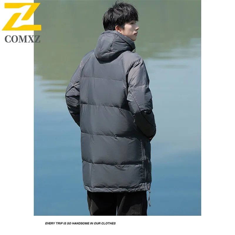 COMXZ Men Long Down Jacket Hooded Cold Protection Cold Protection Warm Padded Jackets Leisure Travel Comfortable Winter Coat