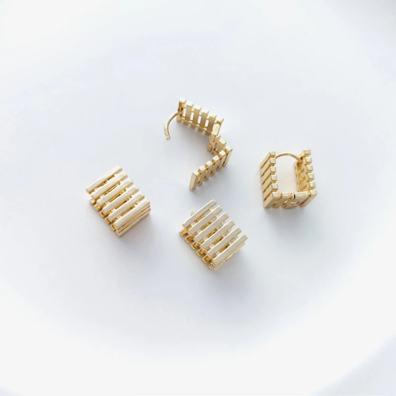 2 pz 9.5*12mm 14K oro riempito orecchini di fascino delle donne alla moda fai da te fatti a mano geometrici orecchio cubico gioielli accessori materiali