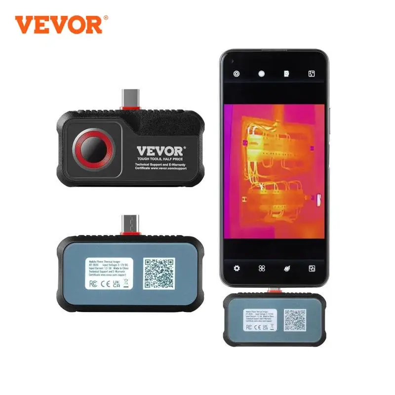 VEVOR Thermal Imaging Camera 256 x 192 IR Resolution Infrared Thermal Imager 25Hz Refresh Rate Thermal Camera for Android Tablet