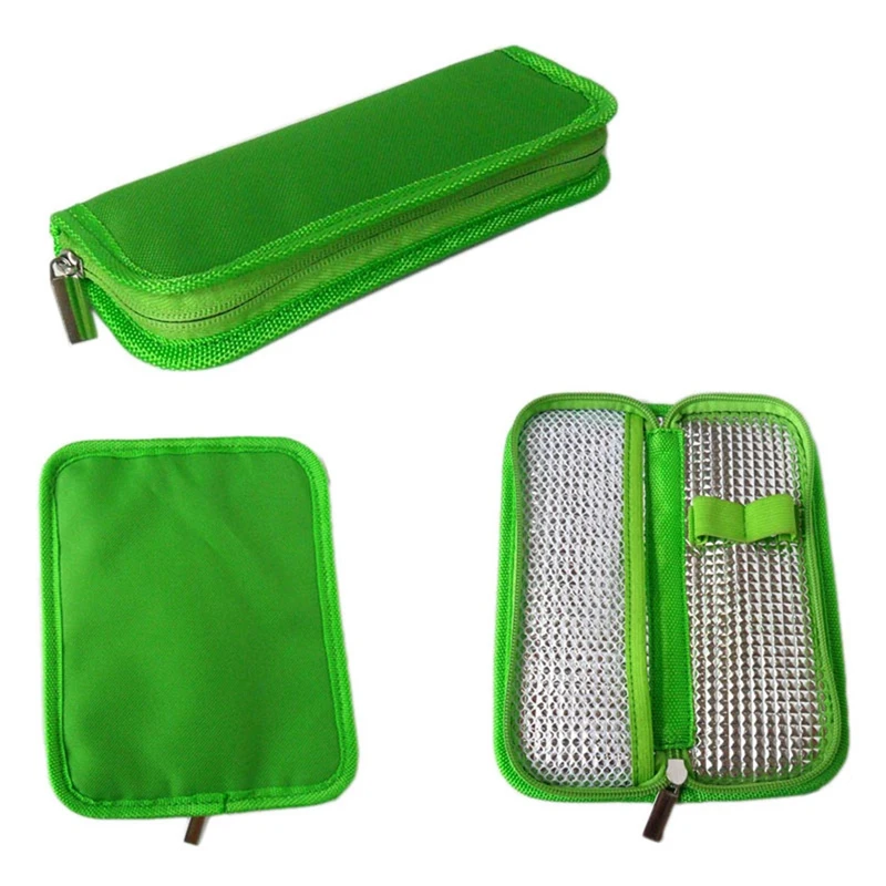 2X Insulin Cooler Travel Case Diabetic Medication Organizer Cooler Bag Green