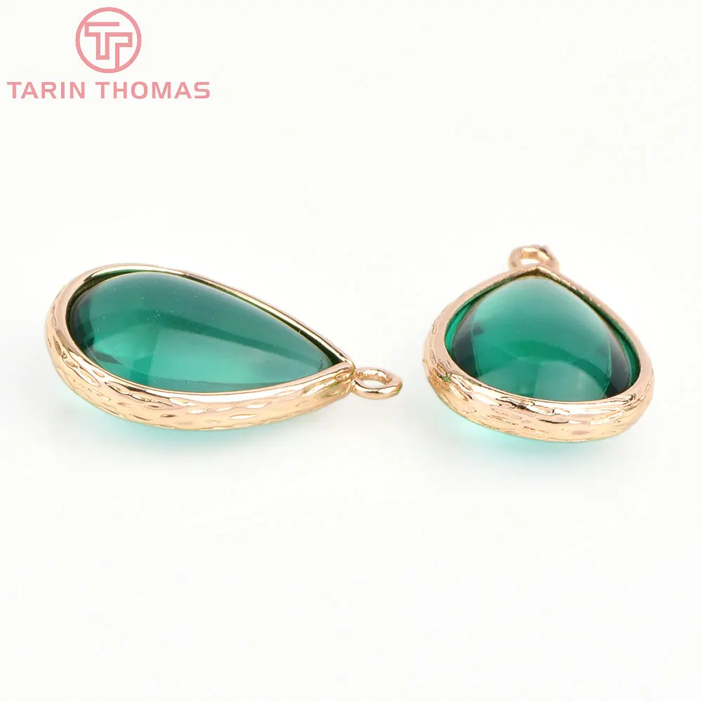 (4122)10PCS 22x14MM 24K Champagner Gold Farbe Messing und Glas Tear Drop Form Charms Anhänger Diy schmuck Erkenntnisse Zubehör – Detail 13