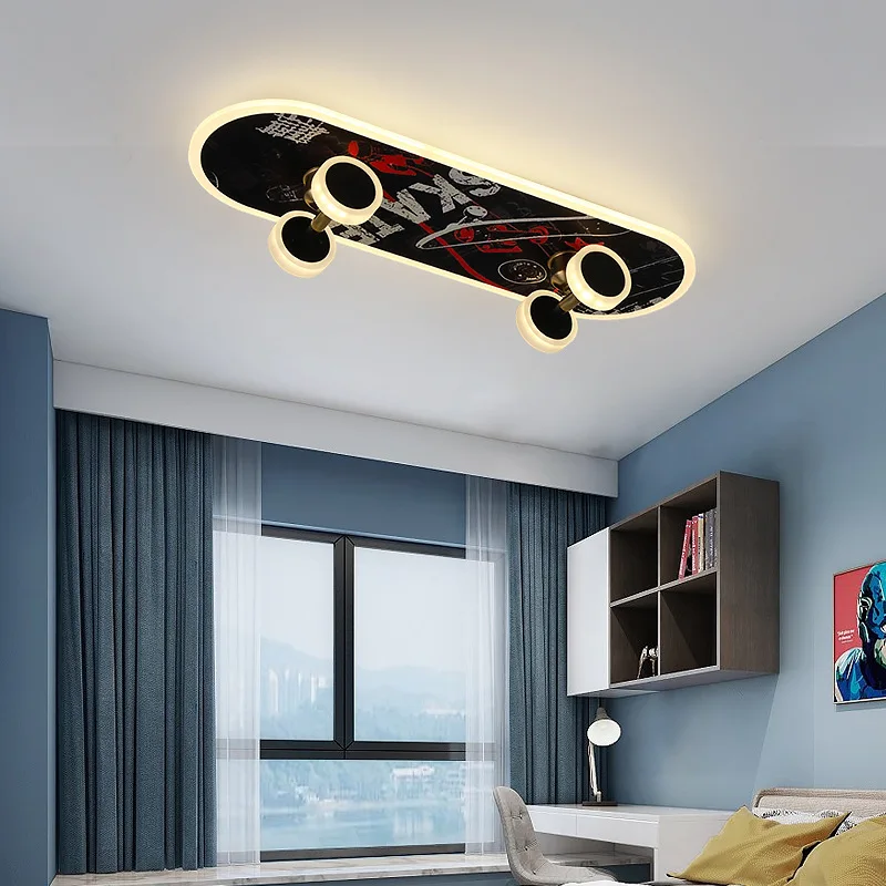 Imagem -02 - Skateboard Led Ceiling Light para Crianças Lustres Modernos para Crianças Quarto Regulável Sala de Estar