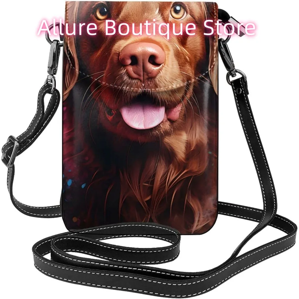 

Cute Golden Retriever Dog Crossbody Bag for Women PU Leather Small Travel Cell Phone Pouch Lightweight Mini Phone Purse Wallet C