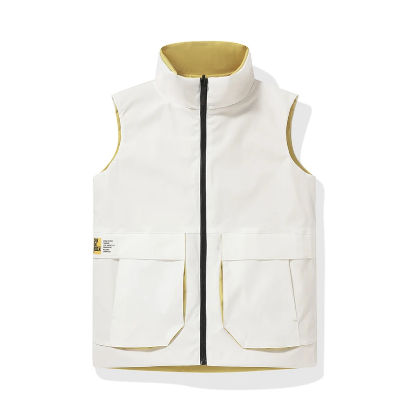 Men Reversible Stand Collar Vest Zip Sleeveless Waistcoat Double Sided Wear Casual Outdoor Gilet