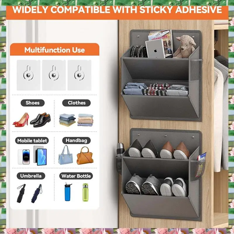 

Sports 2 Pack RV Shoe Storage With Sticky Adhesive Tape, Over The Door Shoe Rack,Wall Hanging Shoe Organizer With Pockets,2 Pack
