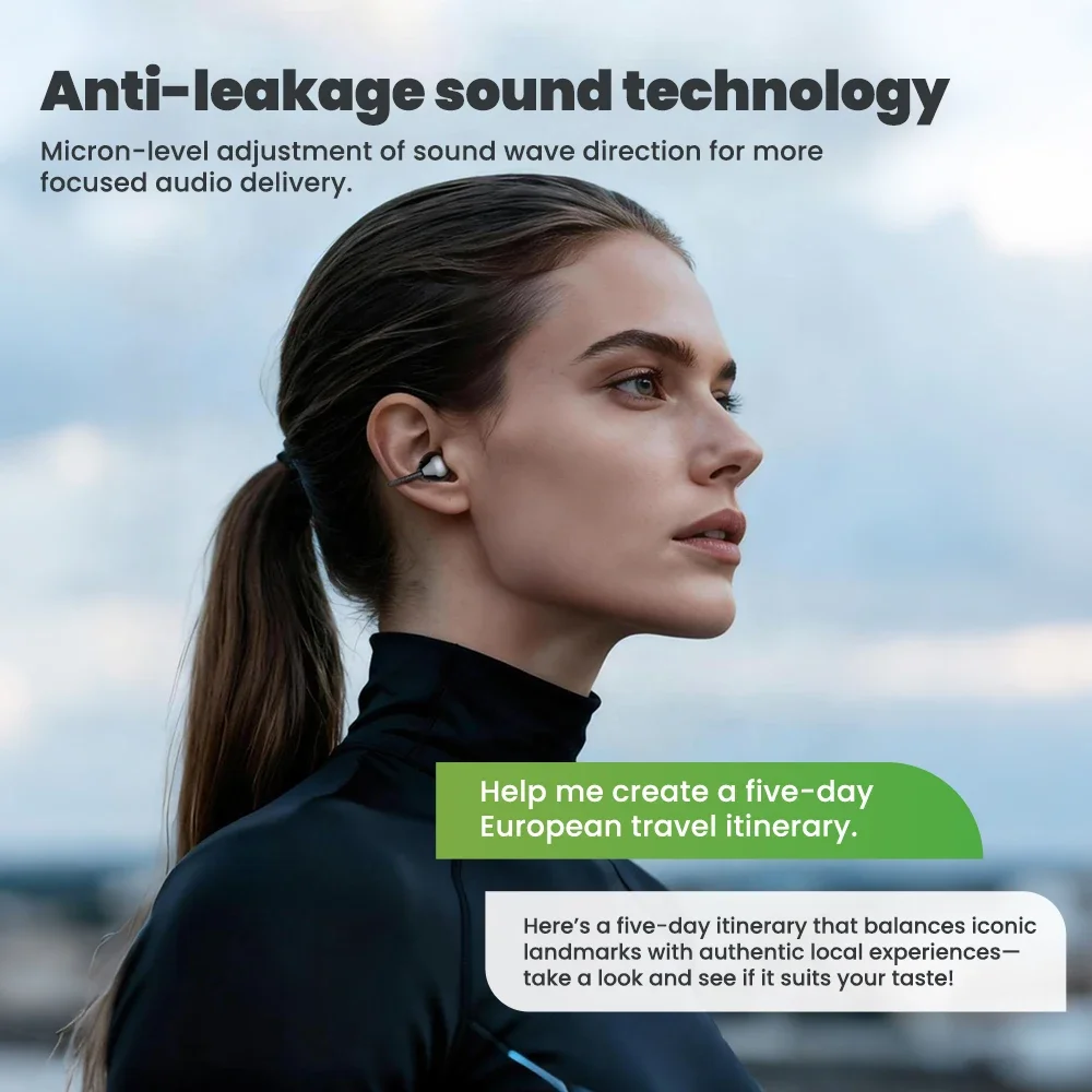 [سماعات أذن مترجم AI] سماعات أذن HTC NE67 Bluetooth V6.0 سماعات رأس لاسلكية محمولة مشبك أذن مريح مع سلسلة معلقة